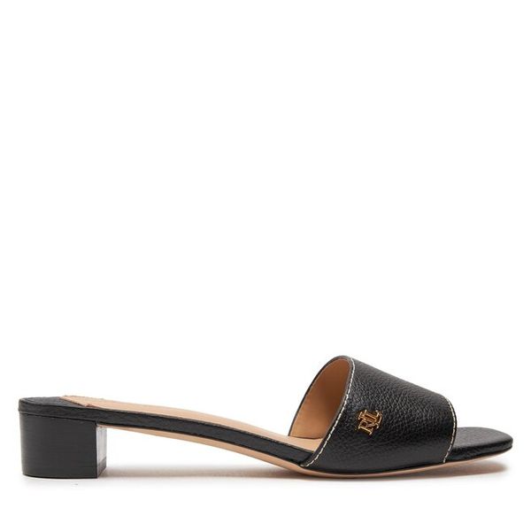 Klapki LAUREN RALPH LAUREN. Czarne klapki damskie Lauren Ralph Lauren, bez wzorów, bez obcasa, bez zapięcia. Za 509.99 zł.