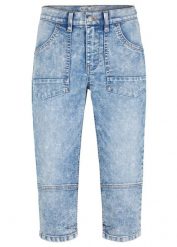 Jeansy rybaczki, mid waist, ze stretchem. Niebieskie jeansy damskie bonprix. Za 112.99 zł.