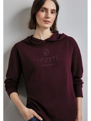 Street One Bluza w kolorze bordowym rozmiar: 36. Czerwone bluzy damskie Street One, z aplikacjami, z kapturem. Za 105.38 zł.