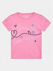 Guess T-Shirt A3GI02 K6YW1 Różowy Regular Fit. Czerwone koszulki i t-shirty dziewczęce Guess, z aplikacjami, z bawełny, bez kołnierzyka, bez ramiączek. Za 89.99 zł.