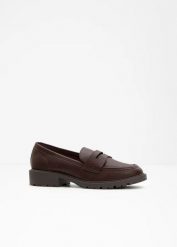 Loafersy z profilowaną podeszwą. Brązowe balerinki damskie bonprix, bez wzorów. Za 147.99 zł.