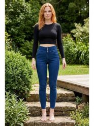 SOULSHAE Dżinsy - Skinny fit - w kolorze niebieskim rozmiar: 42. Niebieskie jeansy damskie SOULSHAE, z podwyższonym stanem. Za 159.95 zł.