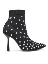KARL LAGERFELD Botki Pandara KL31367 Czarny. Czarne botki damskie KARL LAGERFELD, z materiału, bez obcasa, na szpilce, bez zapięcia. Za 1,019.00 zł.