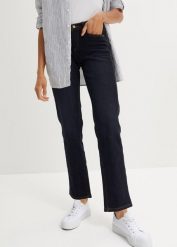 Jeansy ze stretchem, straight, mid waist. Niebieskie jeansy damskie bonprix, bez wzorów, z jeansu. Za 149.99 zł.