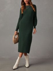 Milan Kiss Sukienka w kolorze ciemnozielonym rozmiar: M. Zielone sukienki damskie Milan Kiss, bez wzorów, prążkowane, bez ramiączek. Za 135.81 zł.