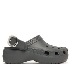 Klapki Crocs. Szare klapki damskie Crocs, bez wzorów, bez obcasa, bez zapięcia. Za 299.99 zł.