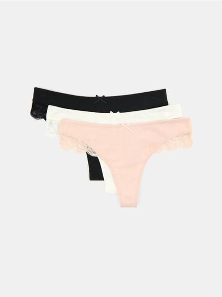 Majtki stringi z koronką 3 pack - wielobarwny. Stringi Sinsay, bez wzorów, z koronki. Za 25.99 zł.