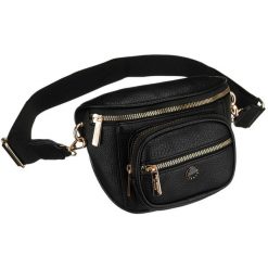 Czarna saszetka damska ze skóry ekologicznej, zamykana suwakiem i zawieszona na regulowanym pasku - Peterson. Czarne nerki i saszetki damskie Peterson, bez wzorów, ze skóry ekologicznej. Za 61.19 zł.