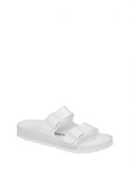 Birkenstock Klapki "Arizona" w kolorze białym rozmiar: 41. Białe klapki damskie Birkenstock, bez wzorów, z otwartym noskiem, bez obcasa, bez zapięcia. Za 223.99 zł.