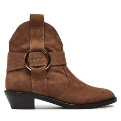 Kowbojki See By Chloé. Brązowe botki damskie See By Chloé, bez obcasa, na słupku, bez zapięcia. Za 2,609.00 zł.