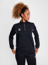 Damska bluza dresowa half zip Hummel Authentic. Czarne bluzy damskie Hummel, na wiosnę, xs, bez wzorów, z dresówki, bez kaptura. Za 193.55 zł.