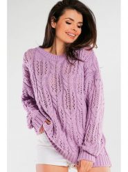 Awama Sweter w kolorze fioletowym rozmiar: onesize. Różowe swetry klasyczne damskie Awama, bez kołnierzyka. Za 101.06 zł.