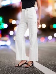 Jeansy wide leg - biały. Białe jeansy damskie Sinsay. Za 59.99 zł.