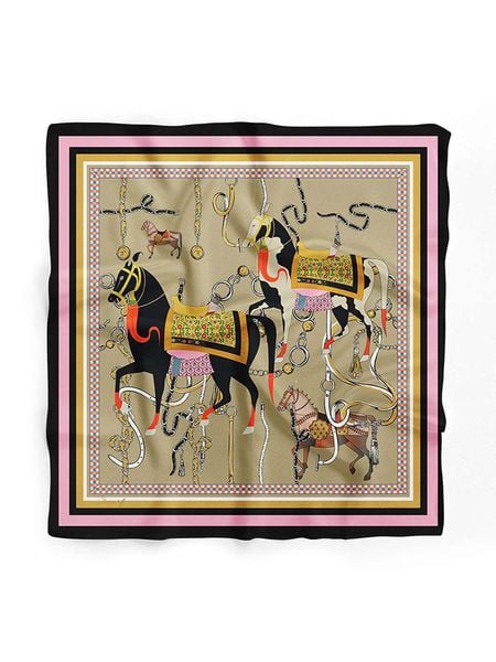 Lucky Bees Chusta w kolorze khaki ze wzorem - 55 x 55 cm rozmiar: onesize. Brązowe chusty damskie Lucky Bees, bez wzorów, z materiału. Za 21.99 zł.