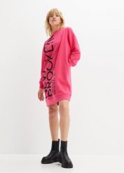 Sukienka dresowa oversize z miękkiej mieszanki bawełny. Czerwone sukienki damskie bonprix, bez wzorów, z bawełny, bez ramiączek. Za 124.99 zł.