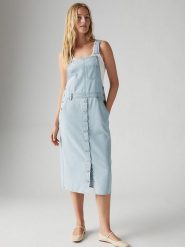 Levi's Sukienka dżinsowa w kolorze błękitnym rozmiar: M. Niebieskie sukienki damskie Levi's, bez wzorów, z bawełny, bez ramiączek. Za 223.99 zł.