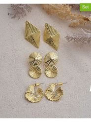 Luseera Kolczyki-wkrętki (3 pary) rozmiar: onesize. Żółte kolczyki damskie Luseera, metalowe. Za 43.99 zł.