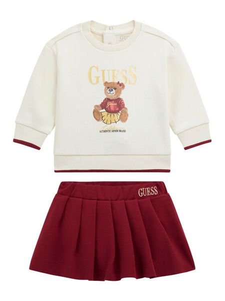 Guess Komplet bluza i spódniczka A5BG01 KAD74 Écru Regular Fit. Bluzy dziewczęce Guess, z aplikacjami, z bawełny, bez ramiączek, bez kaptura. Za 319.99 zł.