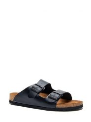 Comfortfusse Skórzane klapki w kolorze czarnym rozmiar: 41. Czarne klapki damskie Comfortfüße, bez wzorów, ze skóry, z otwartym noskiem, bez obcasa, bez zapięcia. Za 260.99 zł.