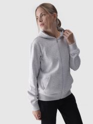 4F Bluza dresowa rozpinana z kapturem damska - szara XS. Szare bluzy damskie 4F, xs, bez wzorów, z bawełny. W wyprzedaży za 119.99 zł.