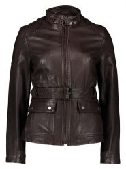7eleven Skórzana kurtka "Kati" w kolorze ciemnobrązowym rozmiar: 38. Brązowe kurtki damskie 7eleven, bez wzorów, ze skóry, bez kaptura. Za 614.96 zł.