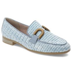 Niebieskie Mokasyny Marco Tozzi Eleganckie Obuwie Damskie. Niebieskie mokasyny damskie Marco Tozzi, na lato, z materiału, bez obcasa. Za 229.00 zł.