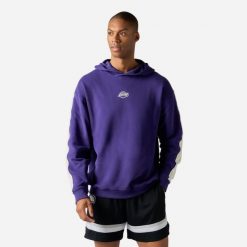 Bluza z kapturem do koszykówki unisex Tarmak NBA Lakers. Fioletowe bluzy damskie KIPSTA, m, bez wzorów, z bawełny, z kapturem. Za 149.99 zł.