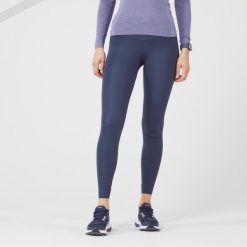 Legginsy do biegania damskie Kiprun Support. Niebieskie legginsy damskie KIPRUN, xs, bez wzorów, z elastanu. W wyprzedaży za 99.99 zł.