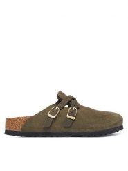Birkenstock Klapki Blair D-Buckle 1033158 Zielony ciemny. Zielone klapki damskie Birkenstock, bez wzorów, ze skóry, bez obcasa, bez zapięcia. Za 674.99 zł.