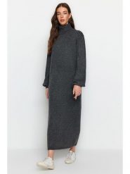 Trendyol Sukienka w kolorze antracytowym rozmiar: M. Czarne sukienki damskie Trendyol, bez wzorów, ze splotem, bez ramiączek. Za 86.99 zł.