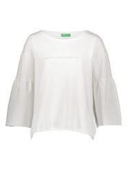 Benetton Bluza w kolorze białym rozmiar: M. Białe bluzy damskie Benetton, m, bez wzorów, z bawełny, bez kaptura. Za 74.63 zł.