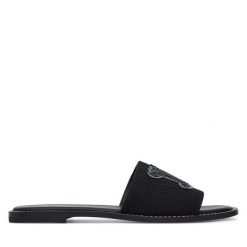 Klapki Max Mara. Czarne klapki damskie Max Mara, bez wzorów, bez obcasa, bez zapięcia. Za 974.99 zł.