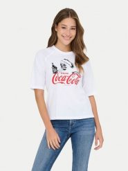 ONLY T-Shirt Coca Cola 15355794 Biały Regular Fit. Białe t-shirty damskie Only, m, bez wzorów, z bawełny, bez kołnierzyka. Za 119.99 zł.