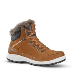 Buty turystyczne damskie, Quechua SH500 X-Warm mid, wodoodoporne. Brązowe obuwie trekkingowe damskie QUECHUA, z kauczuku, przed kolano, bez zapięcia. Za 279.99 zł.