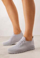 Szare Sznurowane Buty Sportowe Sneakersy z Siateczki Caeolea. Szare obuwie sportowe casual damskie Born2be, z jeansu, na fitness i siłownię. Za 49.99 zł.