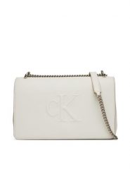 Calvin Klein Jeans Torebka Sculpted Ew Flap Conv Chain LV04K3035G Biały. Białe torebki wieczorowe damskie Calvin Klein Jeans, bez wzorów, z jeansu, bez dodatków. Za 519.99 zł.