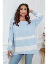 So Cachemire Sweter "Ellev" w kolorze błękitno-białym rozmiar: M. Niebieskie swetry klasyczne damskie So Cachemire, m, z kaszmiru, bez kołnierzyka. Za 199.65 zł.