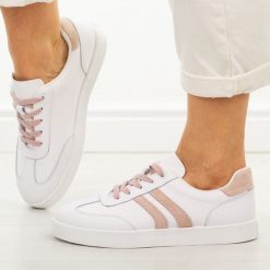 Białe skórzane półbuty damskie Vinceza 41505. Białe obuwie sportowe casual damskie VINCEZA, z dresówki, bez zapięcia. W wyprzedaży za 192.72 zł.