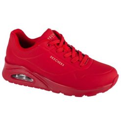 Buty sportowe Sneakersy damskie, Uno-Stand on Air. Czerwone obuwie sportowe casual damskie Skechers, z materiału, trekkingowe. Za 349.99 zł.
