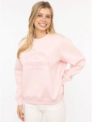 Zwillingsherz Bluza "Happy Vibes" w kolorze jasnoróżowym rozmiar: S/M. Różowe bluzy damskie Zwillingsherz, m, bez wzorów, bez kaptura. Za 206.42 zł.