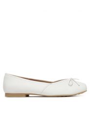 Caprice Baleriny 9-22109-46 Biały. Białe balerinki damskie Caprice, bez wzorów, ze skóry. Za 231.99 zł.