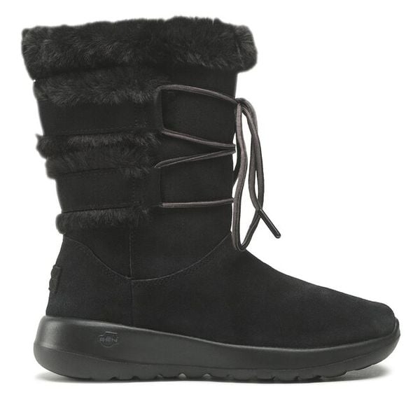 Botki Skechers. Czarne botki damskie Skechers, bez obcasa, na płaskiej podeszwie, bez zapięcia. Za 269.99 zł.