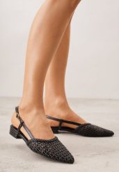 Czarne Sandały z Plecioną Cholewką Triscan. Czarne sandały damskie Renee, bez wzorów, bez obcasa, na płaskiej podeszwie, bez zapięcia. Za 129.99 zł.