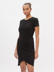 EA7 Emporio Armani Sukienka codzienna 3DTA62 TJ01Z 1200 Czarny Slim Fit. Czarne sukienki damskie EA7 Emporio Armani, bez wzorów, z bawełny, bez ramiączek. Za 389.99 zł.