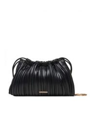 Calvin Klein Torebka Drawstring Plisse Crossbody LV04F3076G Czarny. Czarne torebki wieczorowe damskie Calvin Klein, bez wzorów, ze skóry, bez dodatków. Za 329.99 zł.