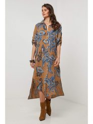 Lin Passion Lniana sukienka w kolorze jasnobrązowym rozmiar: 38/40. Brązowe sukienki damskie Lin Passion, bez wzorów, ze lnu, klasyczne, bez ramiączek. Za 173.99 zł.