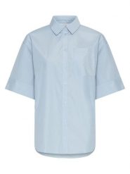 MOSS COPENHAGEN Bluzka "Heek Zenika" w kolorze błękitnym rozmiar: XS/S. Niebieskie bluzki damskie Moss Copenhagen, s, bez wzorów, z bawełny, bez kołnierzyka, bez ramiączek. Za 130.99 zł.