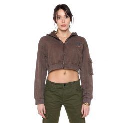 Bluza z bawełna z kaptur na co dzień na siłownię. Czarne bluzy damskie LEONE 1947 APPAREL, bez wzorów, z bawełny, bez kaptura. W wyprzedaży za 157.01 zł.