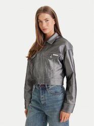 Calvin Klein Kurtka jeansowa LV047E715G Srebrny Relaxed Fit. Szare kurtki damskie Calvin Klein, m, bez wzorów, z jeansu, bez kaptura. Za 699.99 zł.