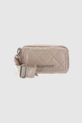 VALENTINO Beżowa pikowana torebka ocarina recycle haversack. Brązowe listonoszki damskie Valentino by Mario Valentino, bez wzorów, małe, pikowane, bez dodatków. W wyprzedaży za 361.99 zł.